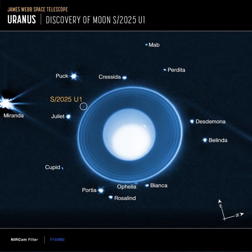 Location of JWST-discovered Uranian moon_NASA-ESA-CSA-STScI