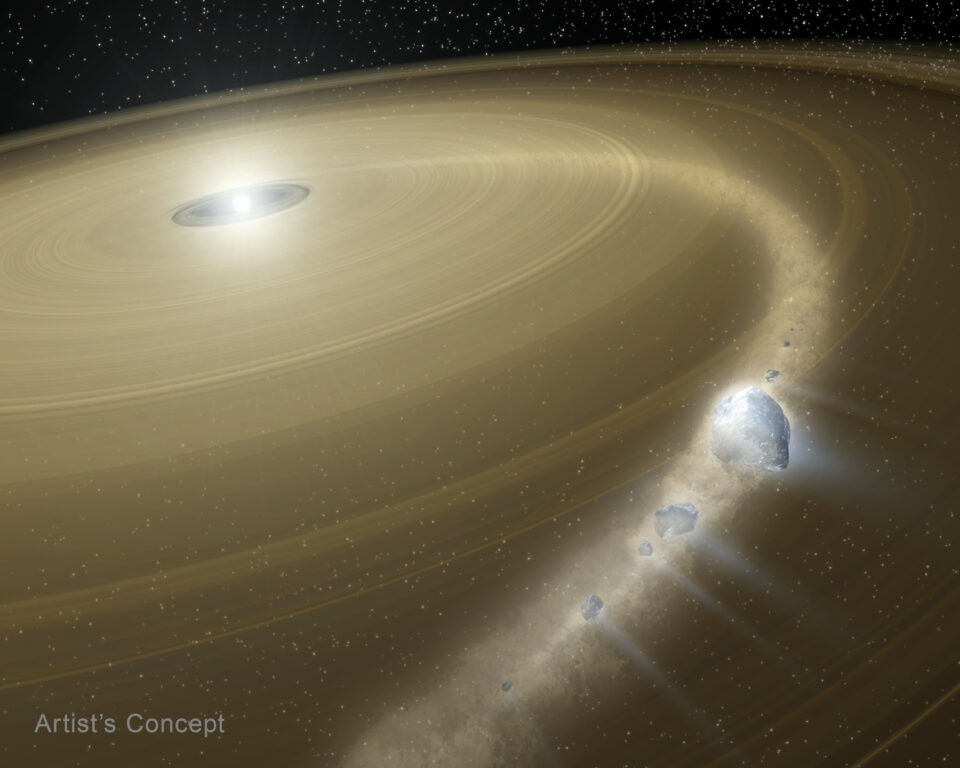 Artist’s impression of a white dwarf and debris disc Artist’s impression of a white dwarf and debris disc